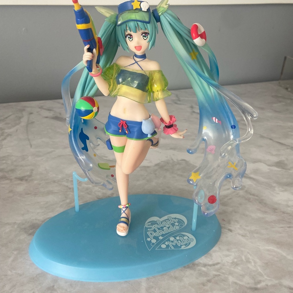 Colorful Hatsune Miku Swim Suit Figure with Blue and Green Accents